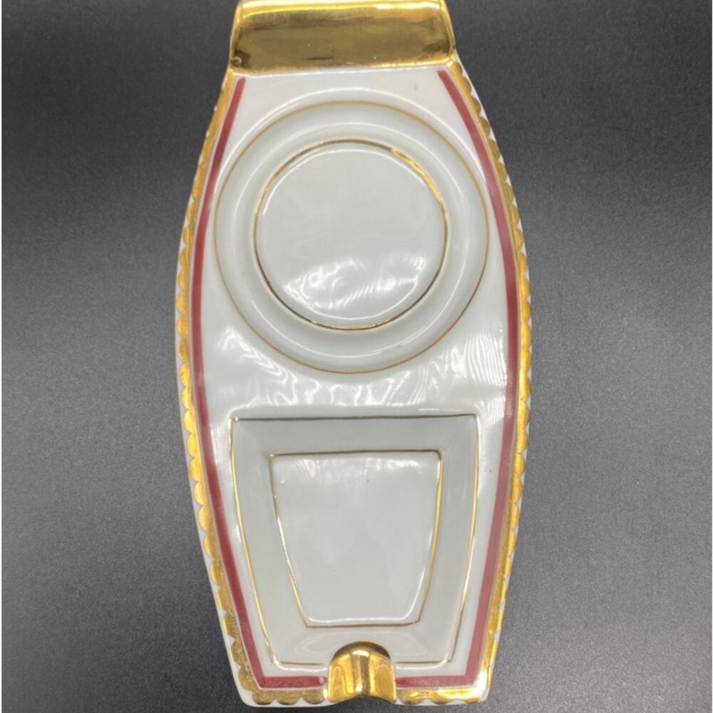 Vintage Singer Limoges Porcelain Ashtrays Made in France Red and‎ gold accent